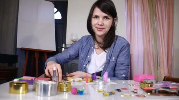 Creative Artist Woman Working Pleasure Smiling — Stock Video