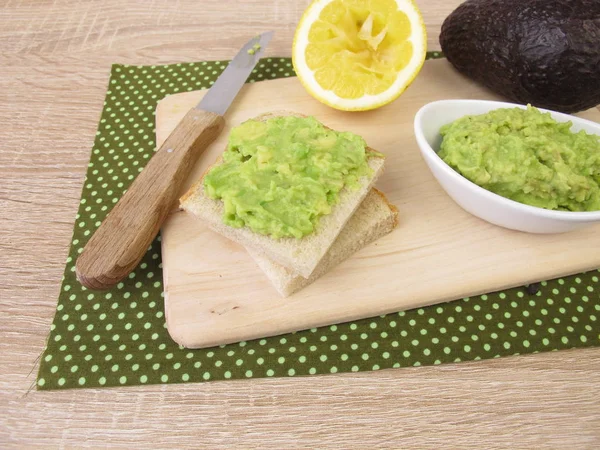 Bread Spread Avocado Lemon Sandwich Toast — Stock Photo, Image