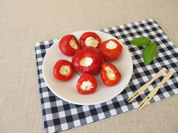 Cherry Pepper Stuffed Fresh Cheese — Stock Photo, Image