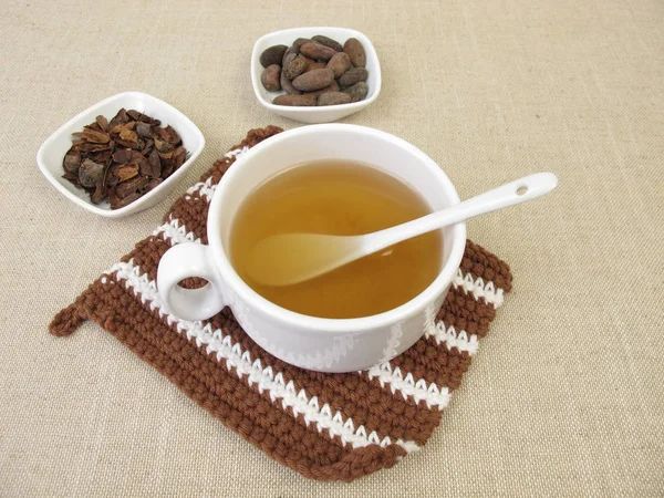 Herbata Kakaowa Herbata Łupiny Kakaowej Prażonych Zewnętrznych Skorup Ziaren Kakaowca — Zdjęcie stockowe
