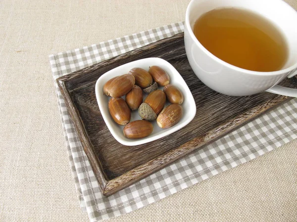 Acorn Coffee Roasted Acorns Tray — Stock Photo, Image