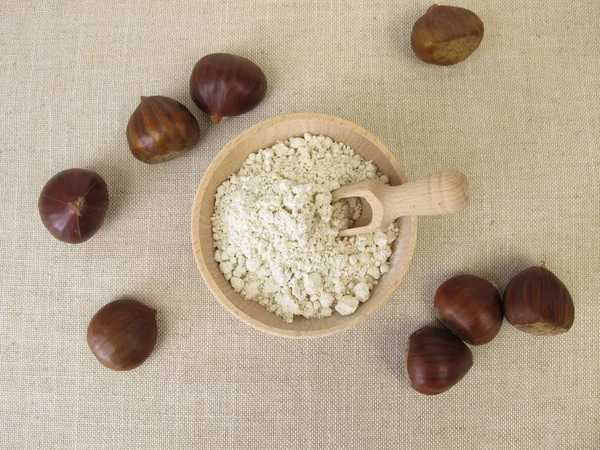 Glutenfri Söt Kastanj Mjöl Gjort Marrons Används För Att Göra — Stockfoto