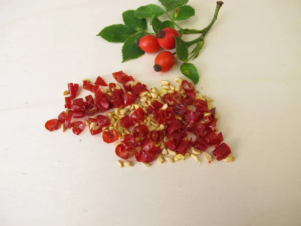 Dried Rosehip Peel Rosehip Seeds Wild Rose Dogrose — Stock Photo, Image