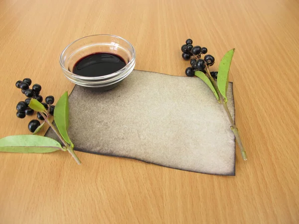 Handgeschept Papier Geverfd Met Privet Inkt — Stockfoto