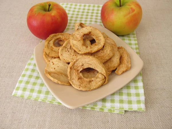 Torkade Frukter Från Hemmagjorda Torkade Äppelringar — Stockfoto