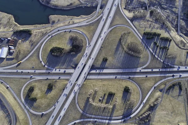 Intersección de la carretera desde arriba —  Fotos de Stock