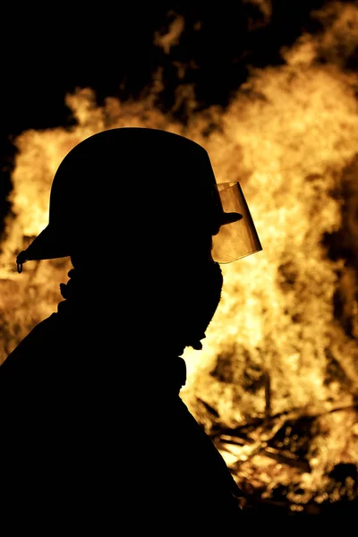 Firefighter silhoutte — Stock Photo, Image