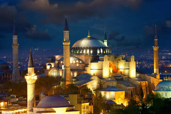 Blick Auf Haghia Sophia Oder Aya Sofya Der Abenddämmerung Istanbul — Stockfoto