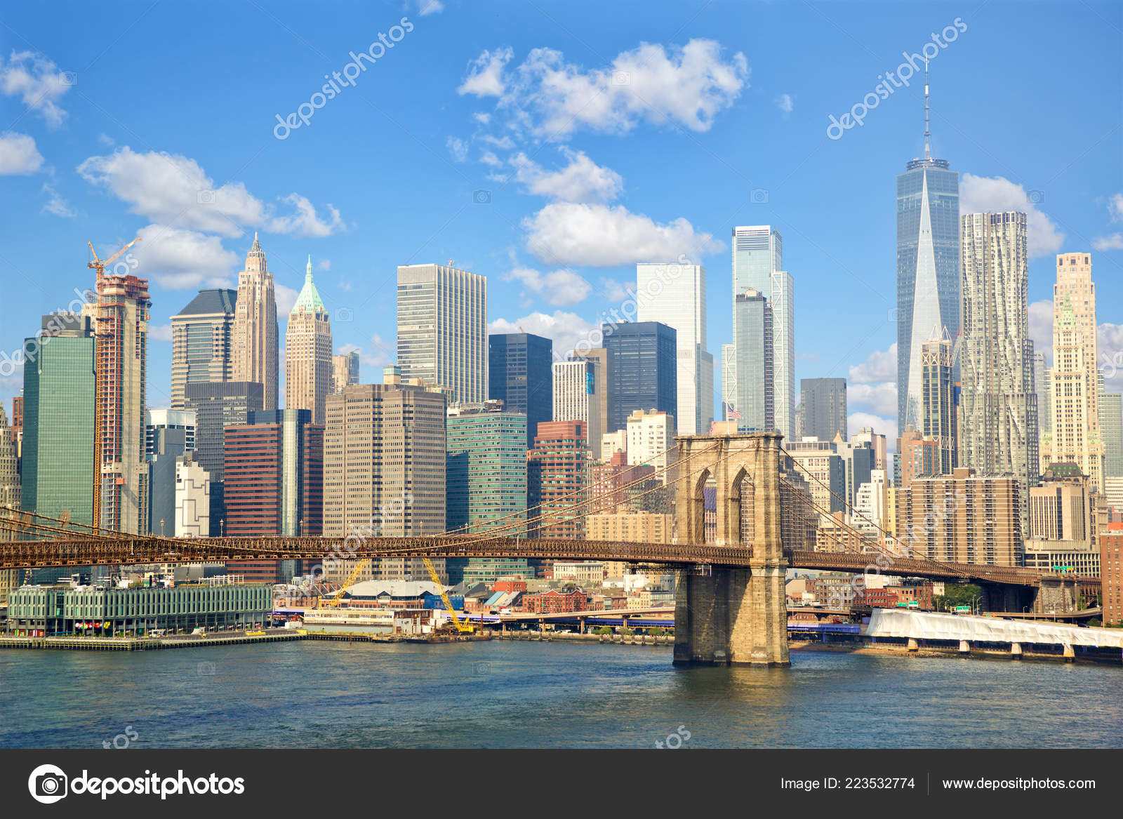 Lower Manhattan Skyline Brooklyn Bridge New York City Stock Editorial Photo C Dibrova