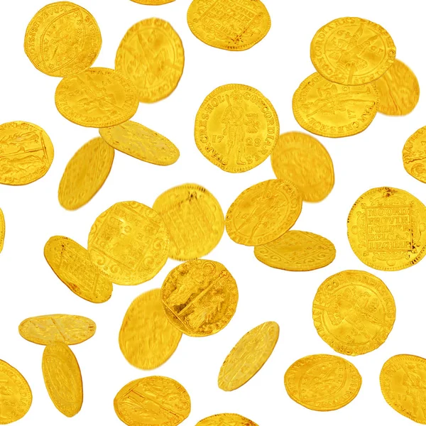 Nahtloser Hintergrund Mit Fallenden Alten Golddukaten Münzen — Stockfoto