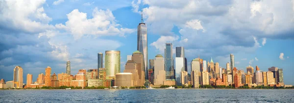 Aşağı Manhattan Skyline Panorama Hudson Nehri New York Üzerinden — Stok fotoğraf