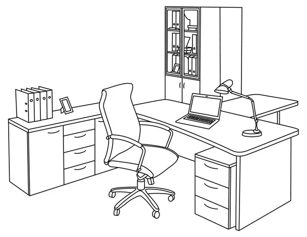 Office in a sketch style. — Stock Vector