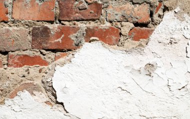 Eski bir tuğla duvar ve beyaz macun ile arka plan