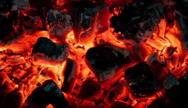 Beautiful Burning Glowing Embers Wood Close — Stock Photo, Image