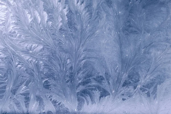 Фигура Морозом Окне Зимние Образцы Мороза Стекле — стоковое фото