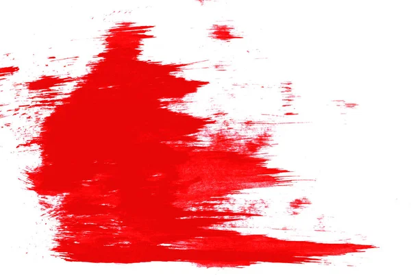 Manchado Pintura Roja Sobre Fondo Blanco — Foto de Stock