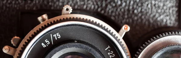 Линзы Старой Ретро Камеры Крупным Планом Винтажная Камера — стоковое фото