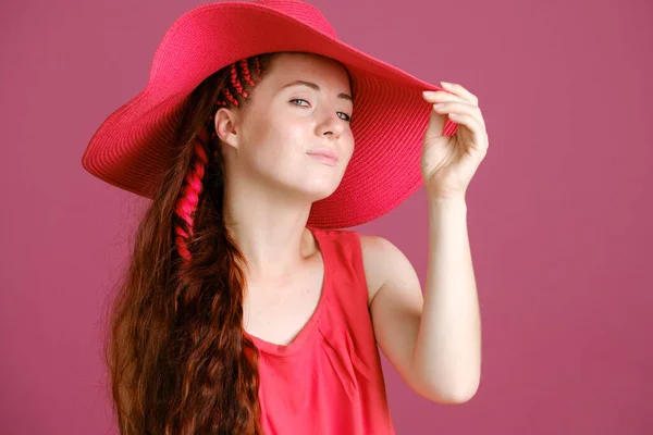Beautiful Woman Long Red Hair Big Red — Stock Photo, Image