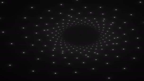 Zoom Διάστημα σήραγγας απλών άρτια κατανεμημένων κουκκίδων αστέρια — Αρχείο Βίντεο