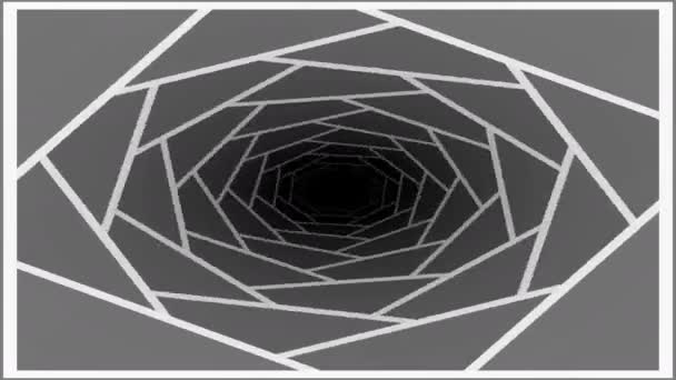 Máscara gris de cuadrados giratorios en un túnel cuadrado interminable Spinner — Vídeo de stock