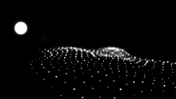 Einfache abstrakte Mondmaske über einem sich bewegenden Landschaftsmuster — Stockvideo