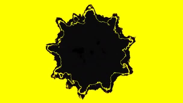 Abstrakter Noisy Edge Schwarzes Loch Masseneffekt in einer gelben Hintergrundmaske — Stockvideo