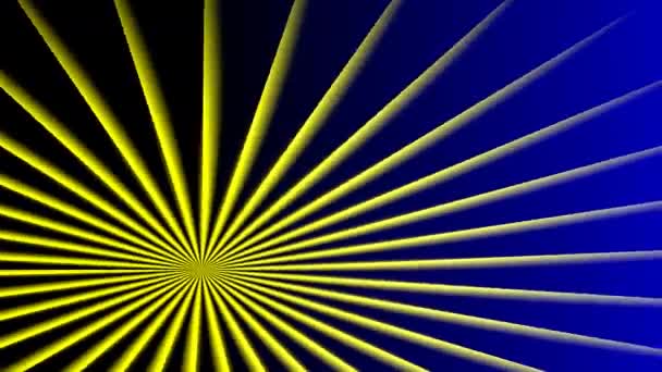 Spinning Yellow Spokes estender sobre fundo azul sol raios tema — Vídeo de Stock