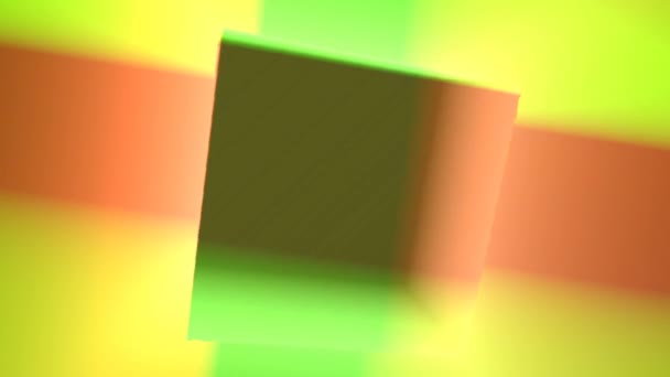 Pomalu se naklánějící box 3d kostka v barevném prostoru