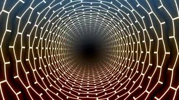 Endless Tunnel of Tech Interest Hex Techno Muren Cirkel Interieur — Stockvideo