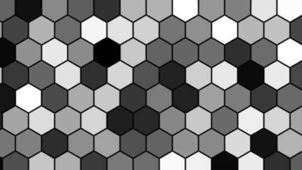 Máscara monocromática de rejilla hexagonal Hexagonales rebotando alrededor de Blockbuster — Vídeos de Stock