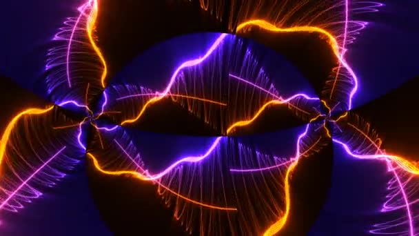 Scintille elettriche viola arancio dell'arco di scossa elettrica 3d — Video Stock