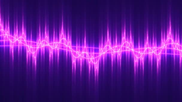 Patrón de audio de forma de onda de modulación de frecuencia aguda eléctrica en rosa púrpura — Vídeo de stock