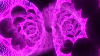 Parlak Pembe Neon Fraktal Etkileşim Halkaları İlginç Bir şekilde Birleştiriliyor
