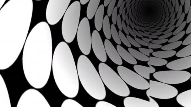 Eenvoudige diepe donkere tunnel gemaakt van 2d cirkels gebogen — Stockvideo