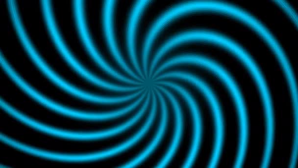 Kręcąca się niebieska spirala z prostym wzorem abberacji — Wideo stockowe