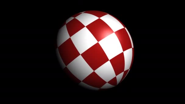 Proste obracanie Amiga styl czerwony i biały kula Wyświetlono 3d Render — Wideo stockowe