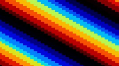 Gökkuşağı Çubuklarının 8-bit Retro Hareketli Renk Spektrumu Çapraz Ekran Gibi