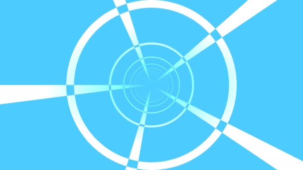Tiszta vállalati kék, fehér alagút rendezett vonalakkal Zoom — Stock videók