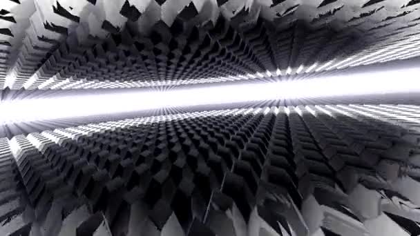 Eindeloze Kamer van Obelisken met Schijnende Lichten Moderne Technologie Zaken Awesomesauce — Stockvideo