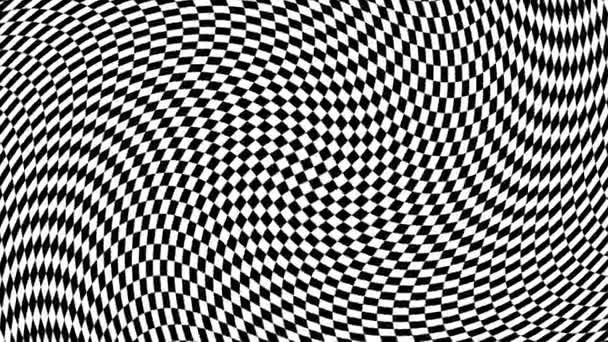 Twisting a Chequerboard Checkerboard Pattern Into a Spiral — Stock Video