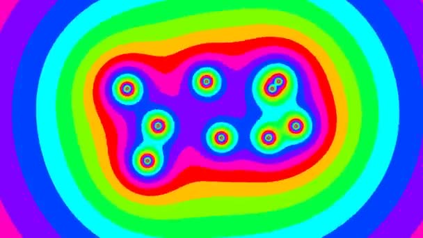 Blobs coloridos de cores brilhantes saltando movimento browniano — Vídeo de Stock