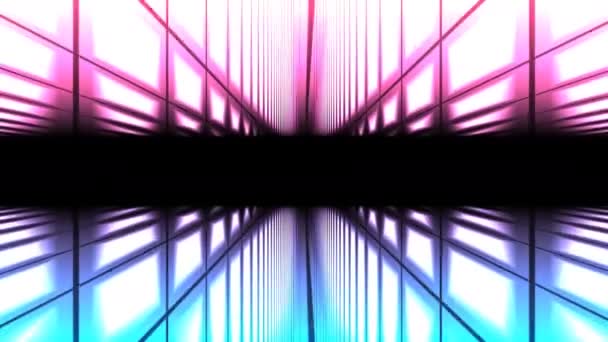 Frescos ejes de luz en un espacio futurista abstracto que envuelve al espectador — Vídeos de Stock