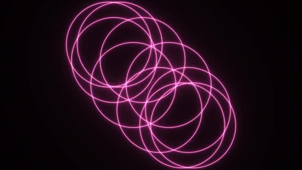 Pętla ciepłych różowych laserowych kół świetlnych obracających się — Wideo stockowe