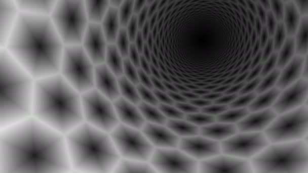 Grade Hexagonal Flexed Bent em uma coluna de túnel Interior Warp — Vídeo de Stock