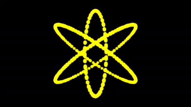 Elétrons simples se movendo dentro de um ícone atômico do átomo do núcleo — Vídeo de Stock