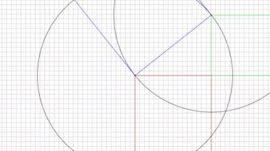 Grafik kağıdında Pi olan bir üçgenin hipotenüs kullanımını oluşturma