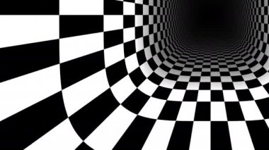 Yuvarlak bir kare tünel Retro Küp Izgara Satrancı içinde