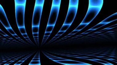 Çizgili Zemin ve Tavan Düzensiz Mavi Işık Şeritleri