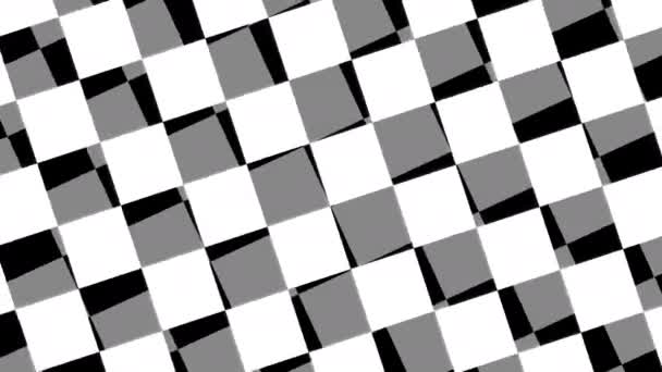 Spinning Falsk Djup Flera Checkerboard Grids Lagrade och Offset Mask — Stockvideo