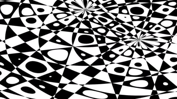 Raue zufällige Kreise innerhalb von Polygonen mit invertiertem Cross-Overs-Raster — Stockvideo